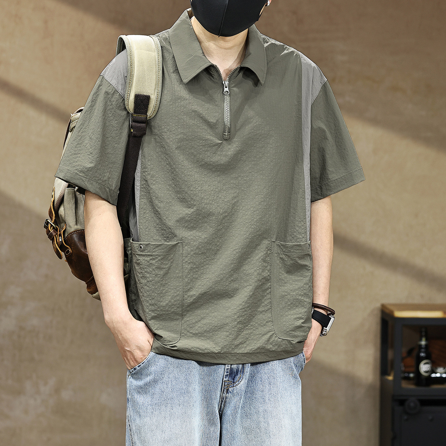 【户外机能风冰丝速干polo衫男】图片