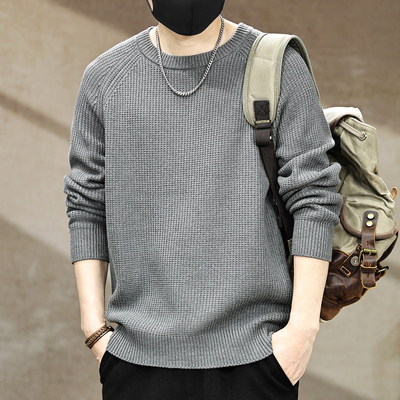 【美式复古圆领毛衣男秋冬新款】