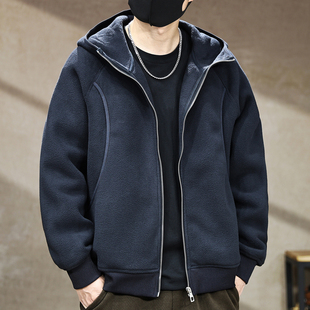 2025年秋冬季美式潮牌连帽夹克男士宽松休闲运动外套男款上衣大码