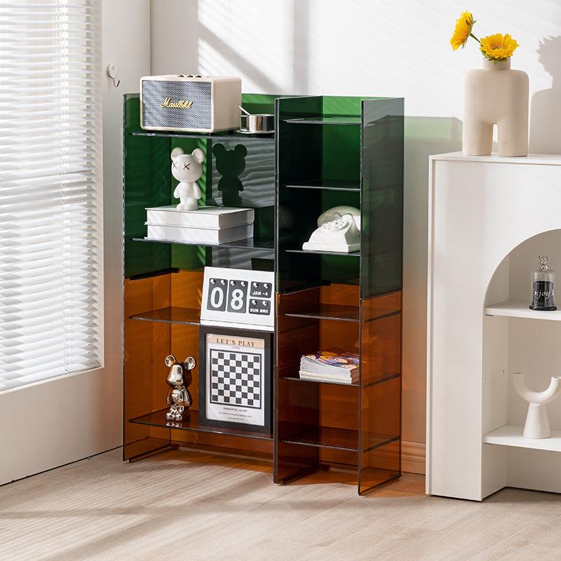 现代简约客厅沙发边柜收纳柜落地置物收纳柜浴室置物架透明收纳柜