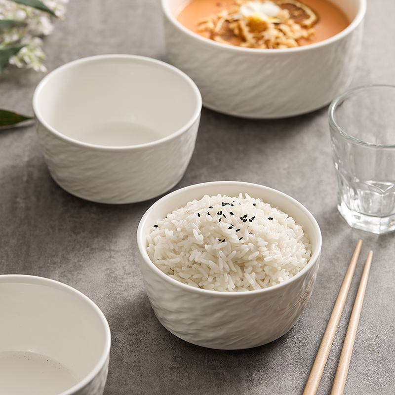 DISI石纹陶瓷碗家用米饭碗汤碗日式碗早餐碗水果燕麦片甜品碗勺子