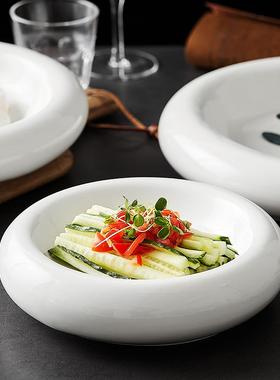 中式白色意境菜冷网菜凉菜盘红盘子YZW酒店餐厅意饭店私创房菜餐