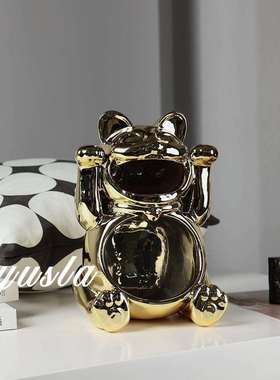 可爱XGK招猫财入厅进门玄关柜户钥匙收纳客办公室前台柜软装饰品