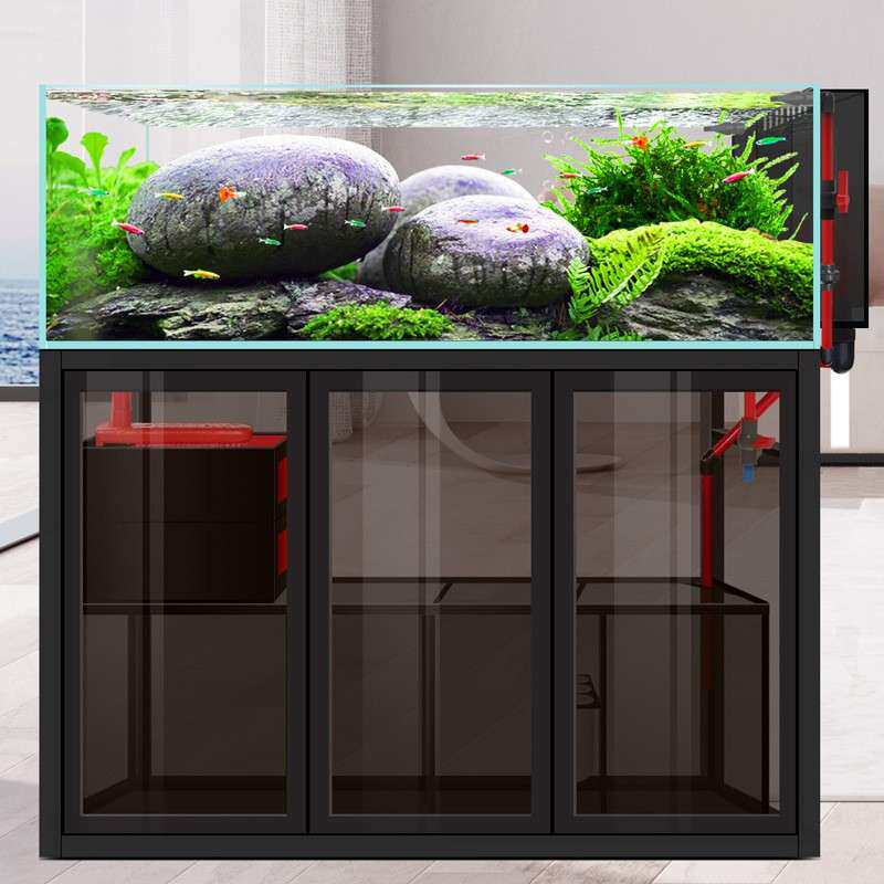 滤新款溪流缸客厅家用大缸型智能底超高档鱼缸生态810造景水白草