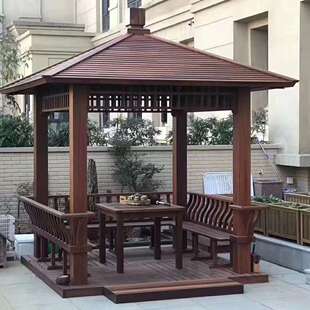 厂六角凉亭家现货六角木质建木凉亭防腐木户外木景观庭院休闲亭古