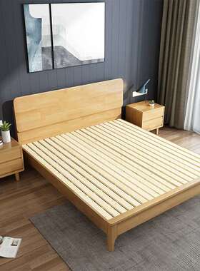 木色双人大床原员工宿舍公寓出SW-103单租屋木橡胶拼木接床实南康