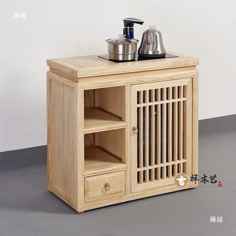 中式客厅水柜实木烧水水桶柜柜茶桌C-003边柜榆木桶水柜矮茶装柜