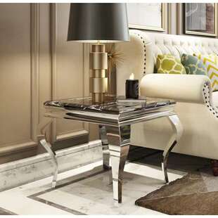 欧轻奢简约不锈钢小茶几大沙理石钢式玻璃小化方10几发边几移动角