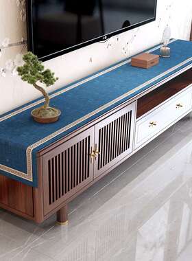 S5棉8中式茶几8桌布电方视柜长形盖布方几垫茶桌台布F767HT8J仿麻