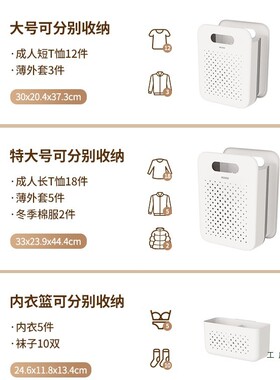 脏衣篓家脏衣篮卫生间收可纳篮折叠脏浴室放衣服分区洗澡F5M8HTMM