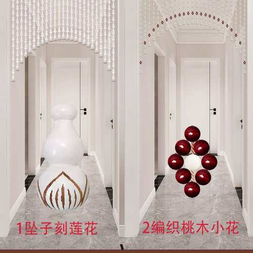 纯木葫芦门珠帘帘隔断帘客厅卧室过道卫生间厕所半帘门玄关F96S8S