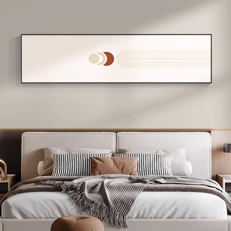 线条卧象室装饰画抽术客壁画黑遐想海韵白肌理画现代简艺约主卧厅