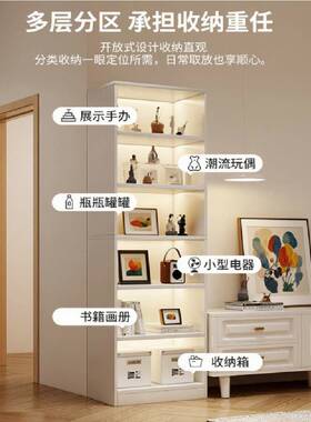 柜架奶油风落地置物架客厅窄缝收纳子家SG002018用窄柜多简易飘窗