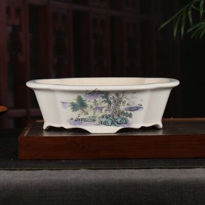 彩盆绘紫砂花复卉古装饰花海LSV棠盆盆阳台落地文竹花盆YZ景CH20