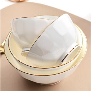 瓷10只家用吃饭陶瓷碗碗4.5寸英组合套装 陶 骨F765J7H5瓷餐具套装