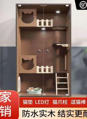 猫别墅新款盆可放电动猫砂TCS盆笼豪华封闭式猫窝木质猫子砂猫通