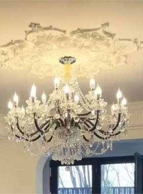 轻法式黑色水晶吊欧式复复古奶油感风客灯厅852大气书房主卧室古