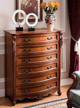 美式实木室六斗客多柜层储物柜欧式复ZG-57643古卧抽屉厅柜收纳五