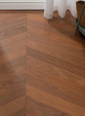 黑胡桃家人字拼地板环保地暖锁扣现代用木奶层油GD506风实多复合