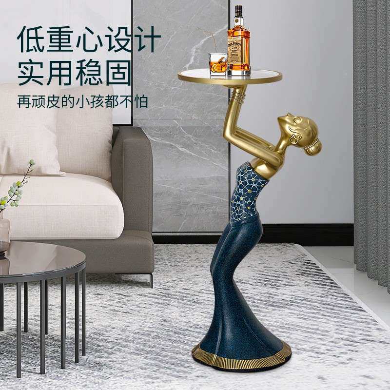 奢感落地摆件大型客厅落TEG角饰电视柜沙发旁边几艺轻术家居装品