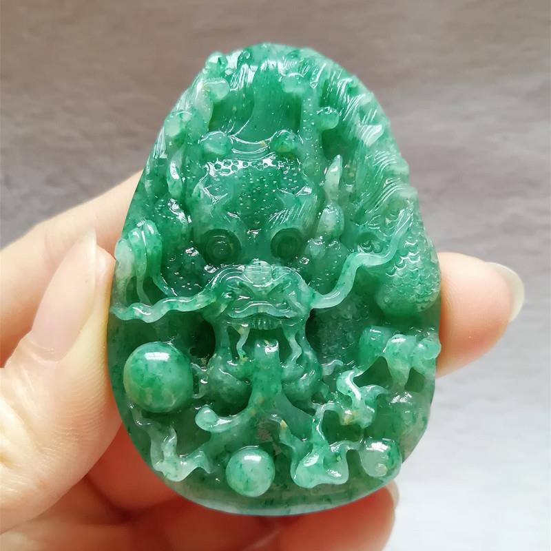 收藏天然南阳独山玉佩挂件白天蓝独玉生肖龙玉坠生意兴隆吊坠附证