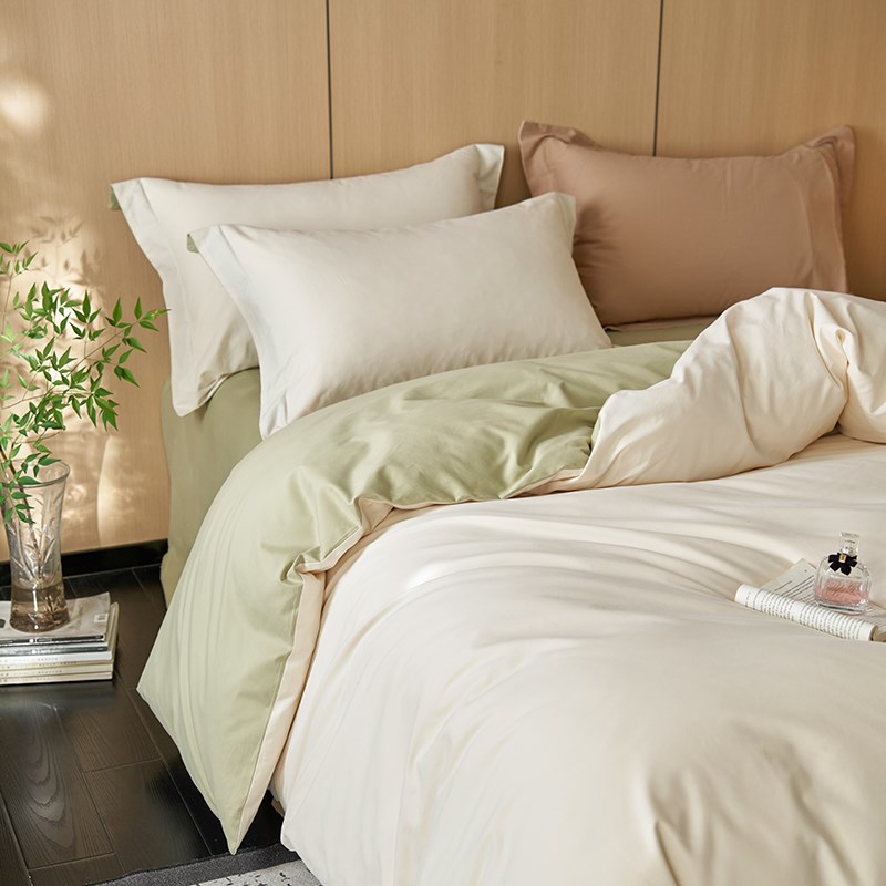 简约全棉长绒棉四件套加厚磨毛纯棉秋冬被套宿舍床单床笠床上用品