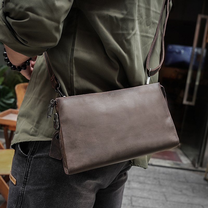 复古头层牛皮真皮男士单肩斜挎包2025新款通勤休闲高级感男包挎包
