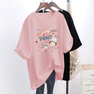 C减龄薄款 个性 孕妇宽松t恤时尚 款 纯棉孕妇衣服上衣夏装 夏季 中长款