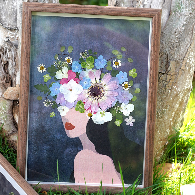 压花相框小众高级玄关客厅卧室家居摆饰挂画装饰押花非遗纯手工