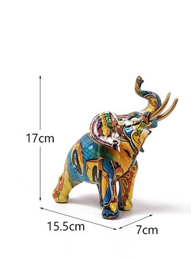北欧炫彩大象摆件客厅玄关电视柜酒柜I装饰品欧式家居树脂工艺品