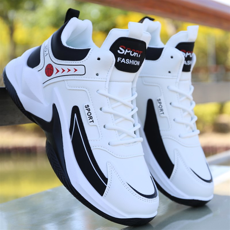 男鞋运动鞋秋季休闲跑步鞋皮面防水耐磨百搭休闲老爹鞋学生球鞋男