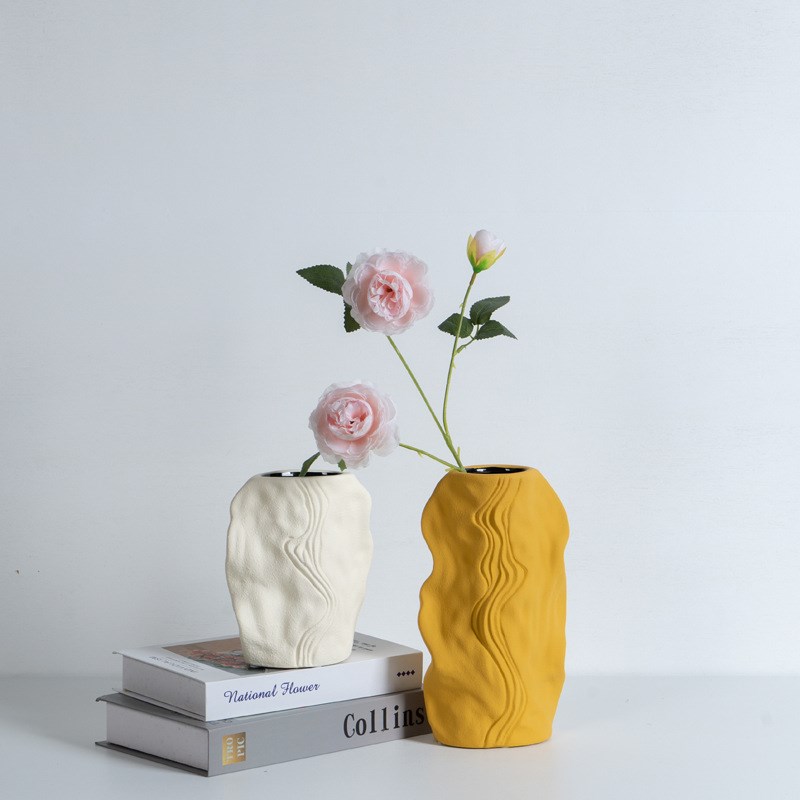 北欧风几何花瓶莫兰迪陶瓷创意样板房玄关电视柜艺术装饰摆件