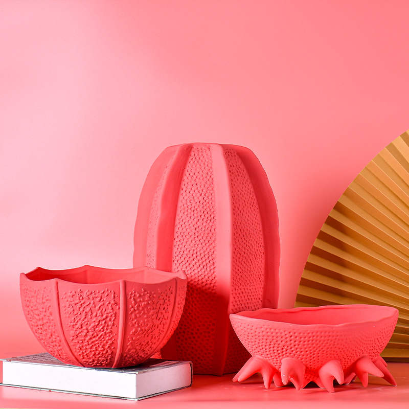 简约现代磨砂花器北欧式样板间几何花瓶摆件餐桌电视柜水果盘