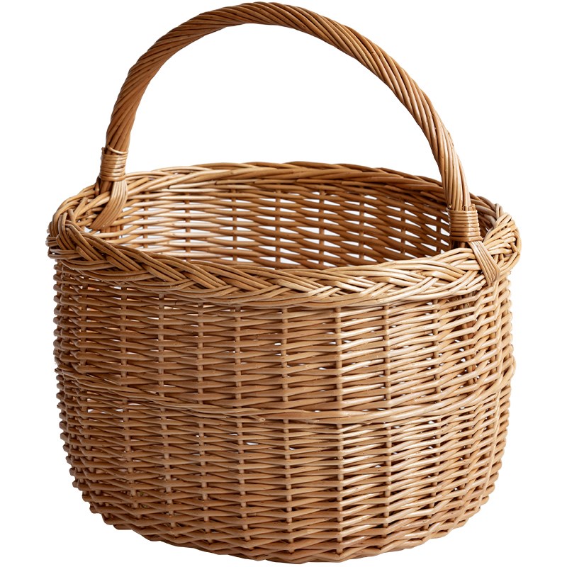 藤编手提花篮干花插花花艺t手工柳编编织采摘水果篮野餐篮收纳篮