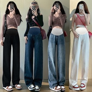加绒牛仔裤 垂感牛仔拖地裤 托腹长裤 K外穿裤 宽松阔腿裤 秋冬孕妇装