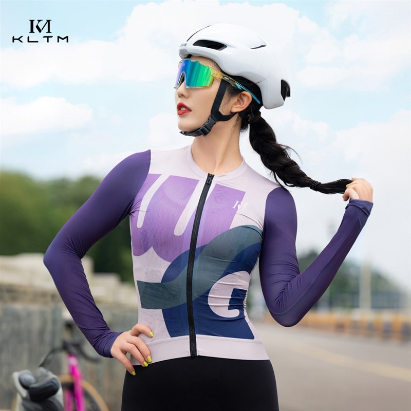 秋冬季长袖骑行服公路自行车女款修身骑行服高弹T保暖上衣彩色服