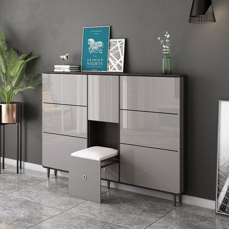 现代简约超薄鞋柜17cm大容量爆款翻斗式家用门口烤漆窄鞋柜玄关柜