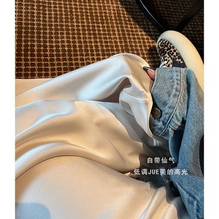 显瘦长 外穿丝滑宽松显瘦垂T感中长款 孕妇缎面半身裙春夏秋季 新款