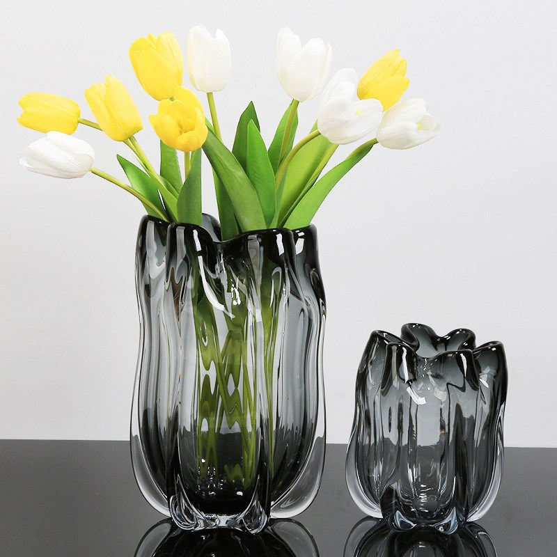 北欧现代简约大玻璃花瓶摆件餐桌电视柜客厅玄关轻奢琉璃插花花器
