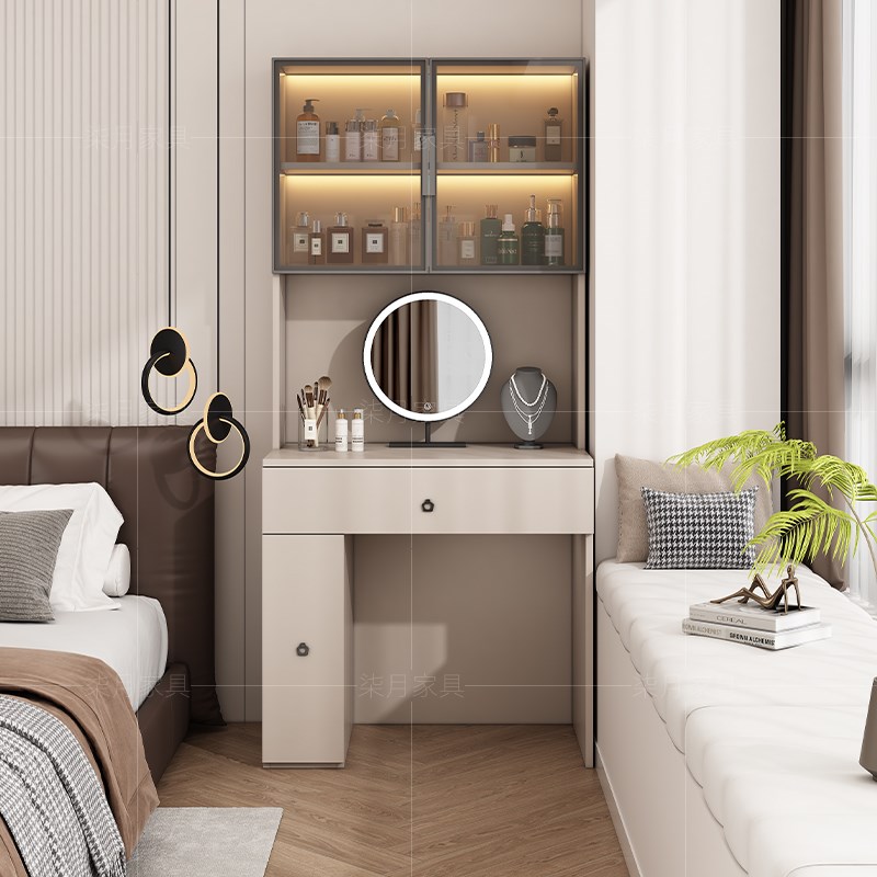 梳妆台斗柜一体卧室简约现代2024新款镜子二合一书桌化妆柜化妆台