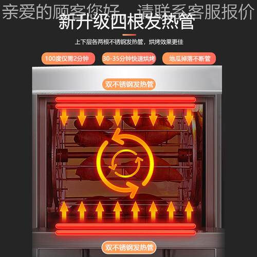 1CY-26498A全自动电热地瓜机摆摊小型商用烤双层番立式旋转薯机