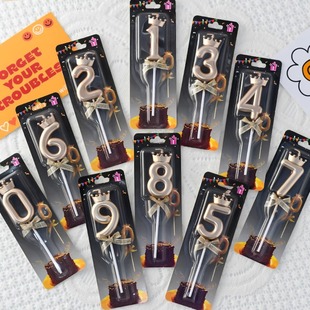 皇冠蝴蝶结数字蜡烛香槟金金银粉生日蛋糕0到9蜡烛插件甜品台装 饰