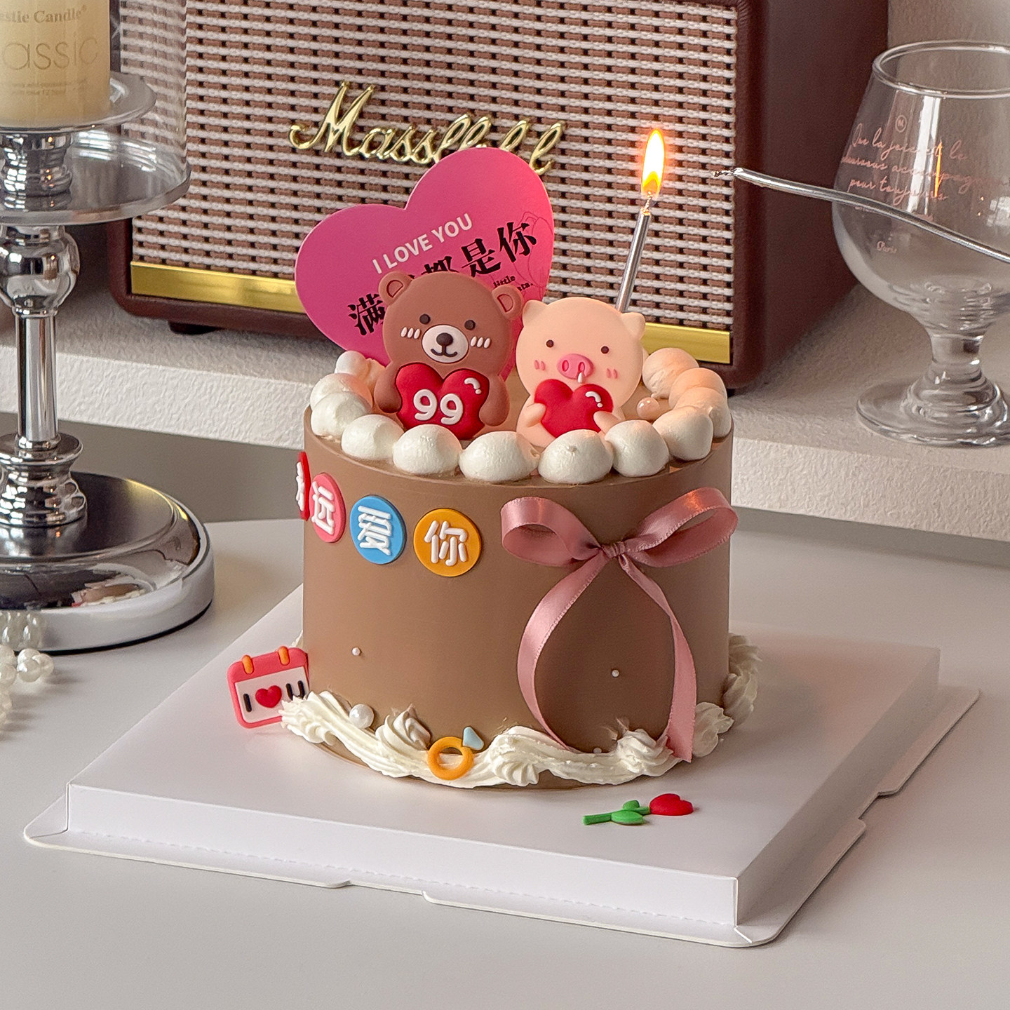 214情人节蛋糕装饰软胶小熊小猪情侣告白520永远爱你爱心卡片插件,节庆用品/礼品,节日装扮用品,淘宝优惠券,粉丝福利购,淘宝优惠卷