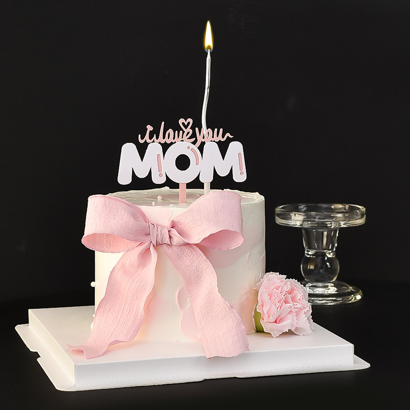 网红母亲节蛋糕装饰妈妈MOM我爱你丝带蝴蝶结仿真康乃馨烘焙插牌,节庆用品/礼品,节日装扮用品,淘宝优惠券,粉丝福利购,淘宝优惠卷