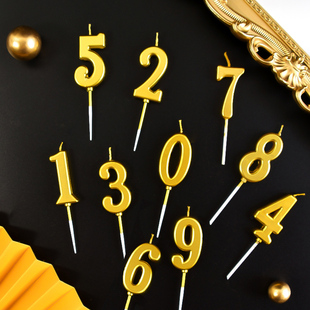 20个金色数字蜡烛生日蛋糕插件独立盒装 饰 银色曲线甜品台派对装