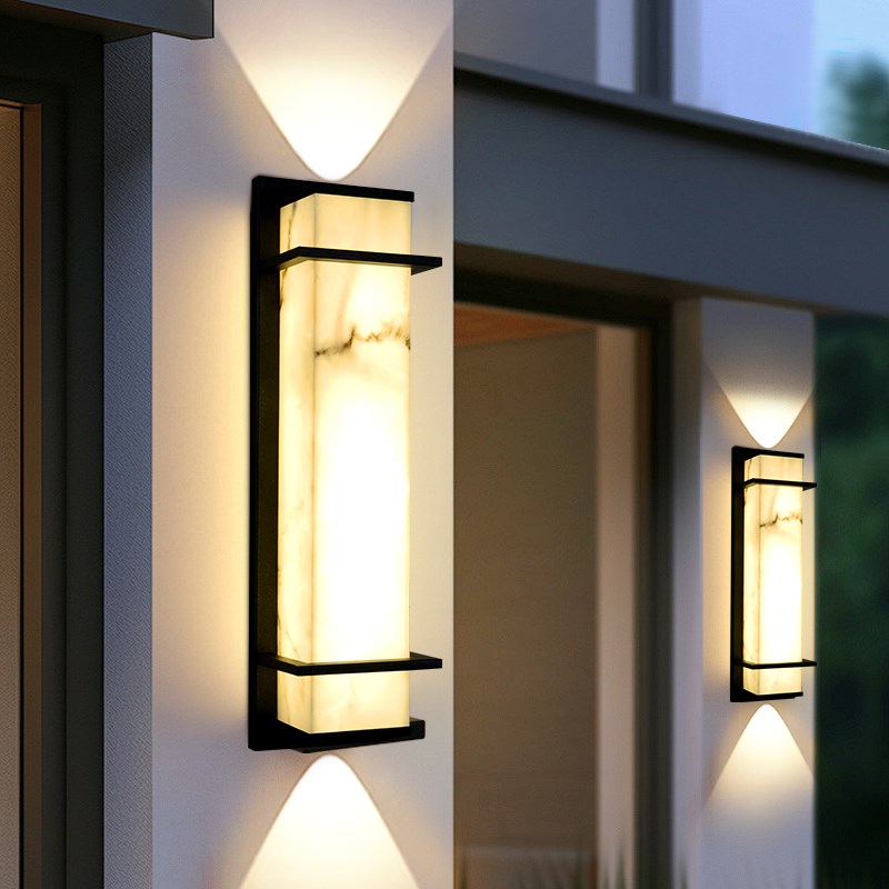 新款现代简约户外壁灯小院别墅大门两侧室外防水庭院柱子云石壁灯