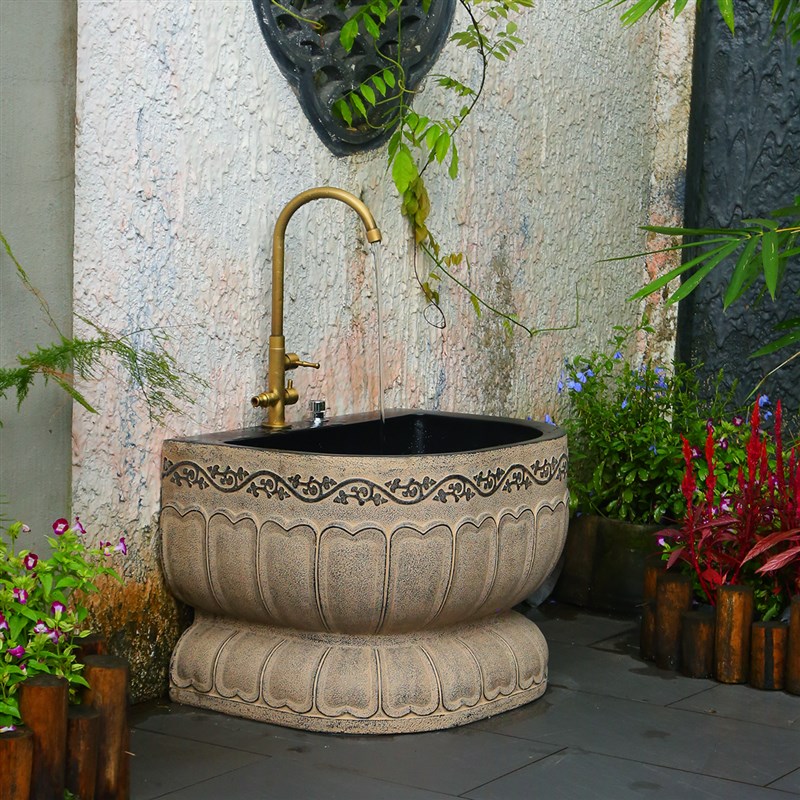 拖把池户外庭院拖布池树脂墩布池花园水盆池简易浇花龙头拖把水槽