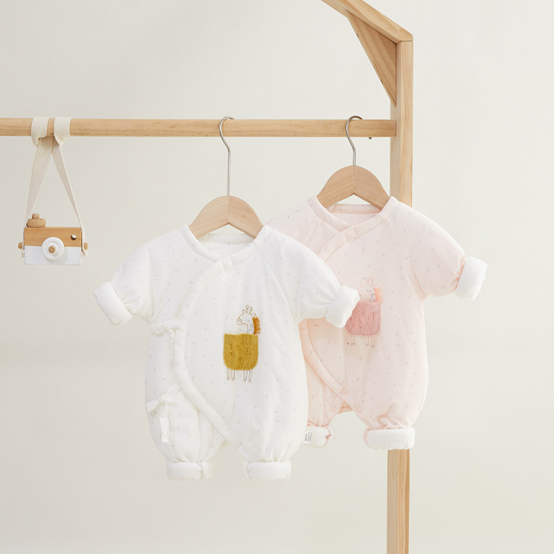 新生婴儿儿衣服冬季纯棉夹棉加厚早产刚出生月子宝宝连体衣52码59