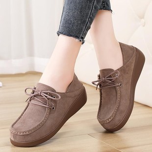 新款 厚底坡跟休闲女单鞋 韩版 秋季 定制 百搭系带松糕摇摇鞋 女鞋