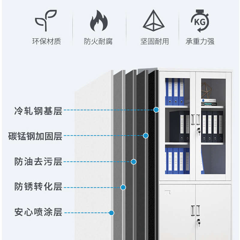 钢制文件柜办公室储物柜铁皮资料档案凭证柜抽屉收纳.柜子矮柜带
